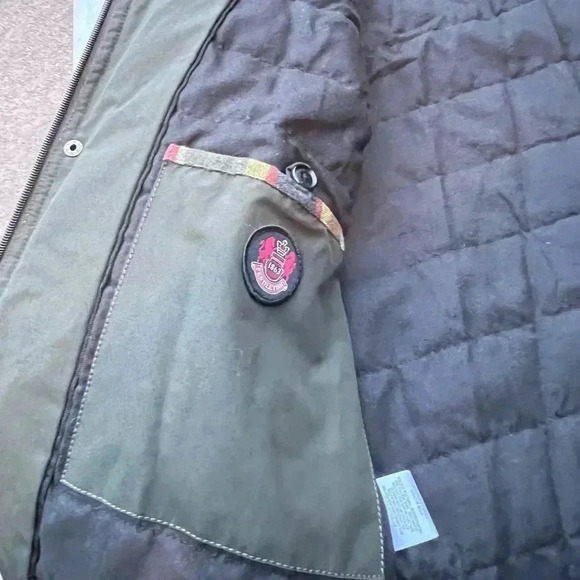 Men’s Pendleton Full Zip Botton Snap Striped Blanket Jacket Green/Brown Size M - Picture 12 of 15